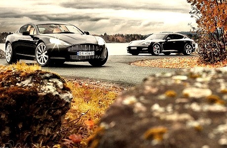 Aston Martin Rapide and Porsche Panamera